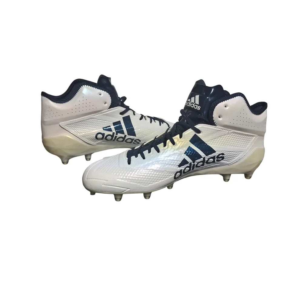 adidas Adizero 5-Star 6.0 Mid Football Cleats White Navy Men's Size 13 New